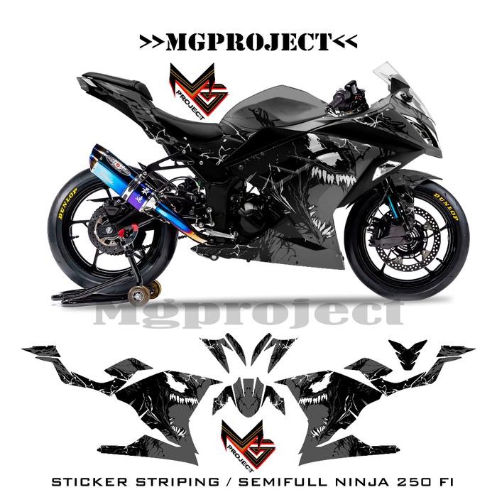ninja fi 21, striping ninja fi 250, stiker ninja 250 fi se, motif venom grafis semifullbody, decal