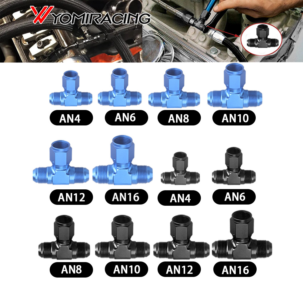 Aluminum Flare Tee Fitting AN4 AN6 AN8 AN10 AN12 Female To Male Tee On Side Thread Fitting Adapter B