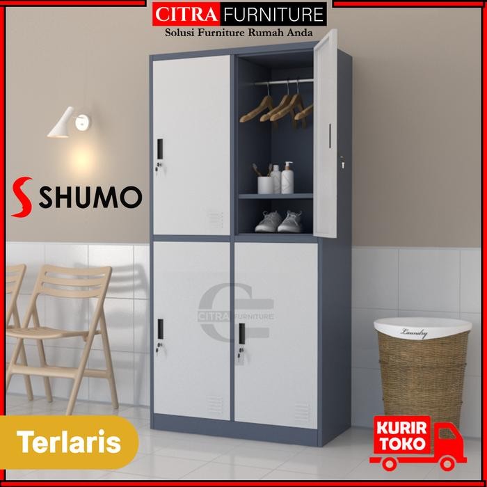 Lemari Pakaian Baju Besi Karyawan Loker Kolam Renang 4 Pintu