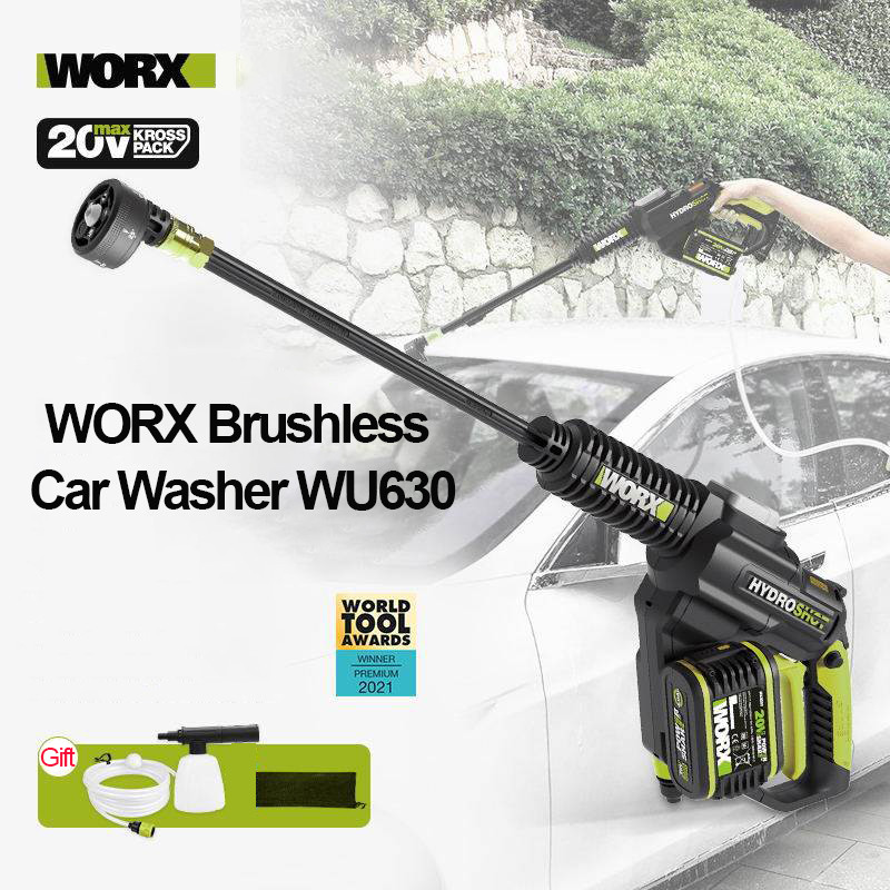 Worx 20V Brushless Hydroshot WU630 Crodless Car Washer Rechargeable High Pressure High Flow Spray gu