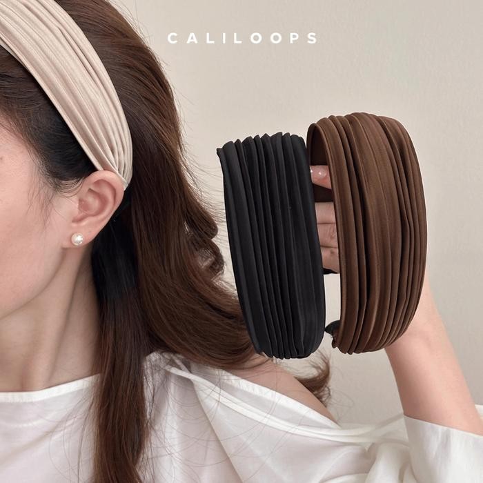 Caliloops Bando Rambut Bandana Lebar Garis Wanita Korean Style Nailin