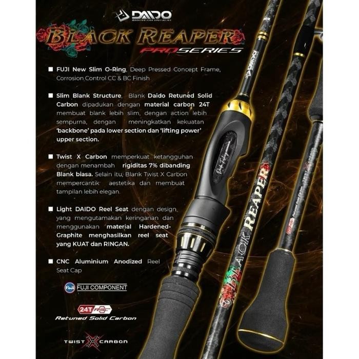 Joran Daido Black Reaper Carbon 125-165 Cm Mancing Pancing Pasti Ori