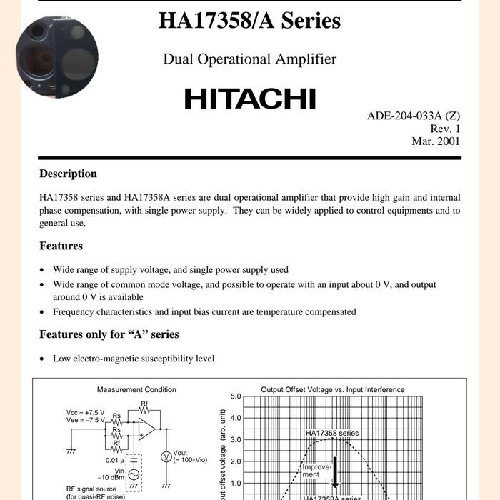 Ic LM 358 /HA 17358 Dual Op - Amp Original Product Hitachi .