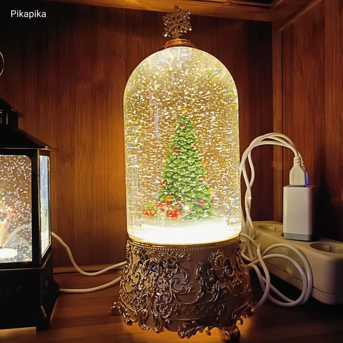 Dekorasi Natal snowglobe lampu musik Christmas gift music box snow globe