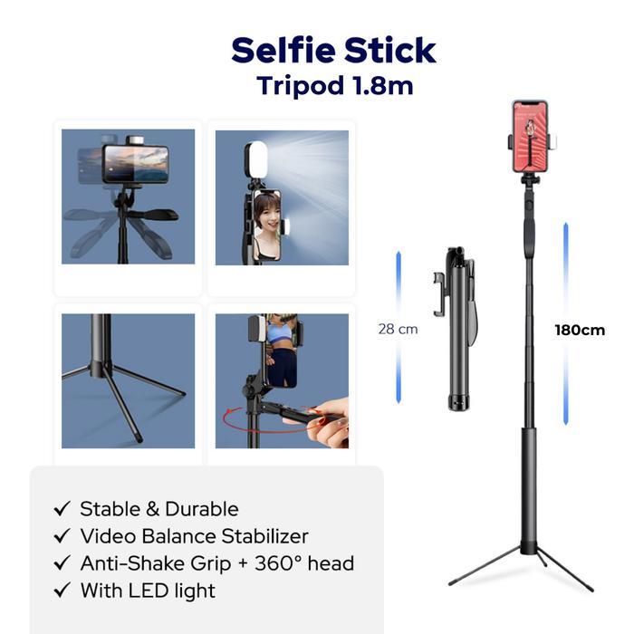 A21A Tongsis Premium 1.7M Bluetooth / Selfie Stick Tablet Tripod 170Cm Terlaris
