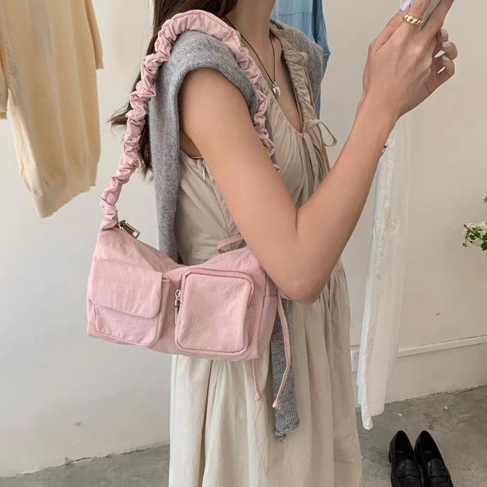 HUER ~ Tas Wanita Fevora Nylon Hobo Bag 9549-002 #6320 - Pink