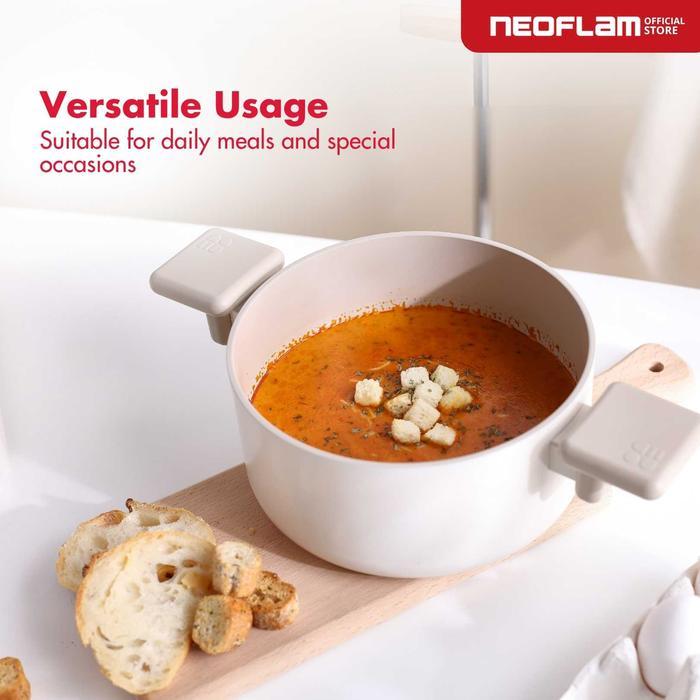 NEOFLAM CHOU CHOU Forged Casserole Beige 20CM - Panci Anti Lengket & Tahan Gores Ceramic Coating