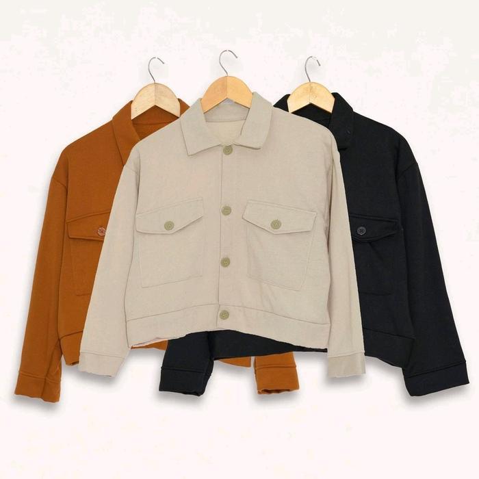 BERMUTU jaket wanita olin button gaya casual korea Outer Lengan Panjang