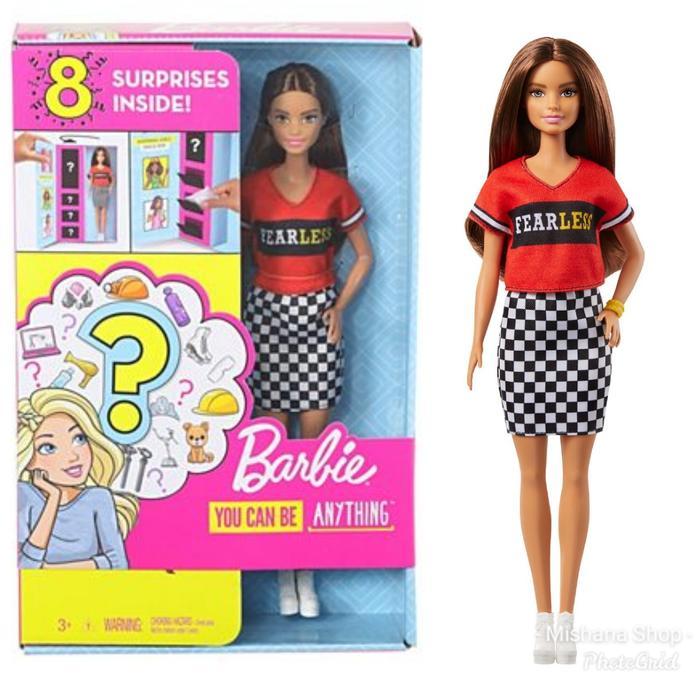NEW BONEKA MATTEL BARBIE SURPRISE CAREER DOLL BRUNETTE & 3 SET BAJU