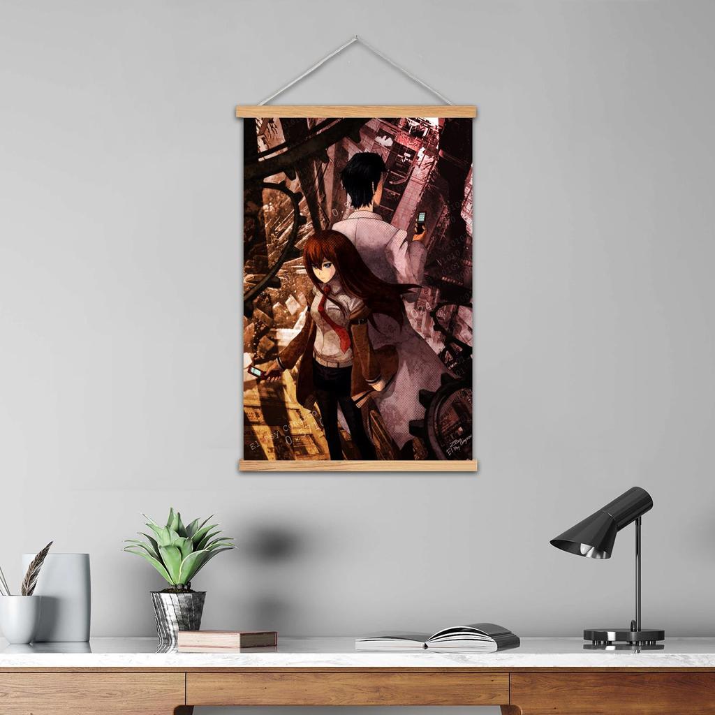Steins Gate Anime Framed Wall Painting Canvas Art Poster and Wall Art, Modern Family Bedroom Decor,