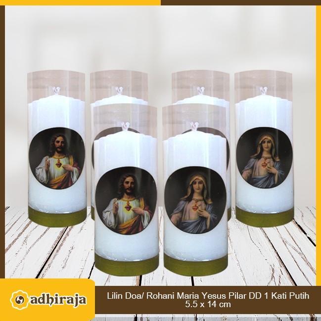 NEW!! Lilin Ibadah Doa Rohani Yesus Maria Putih Pilar (gambar)