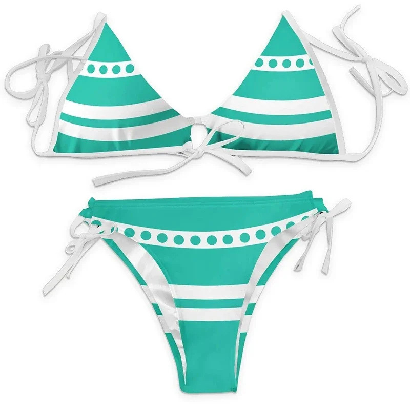 Anime Cartoon Printing Swimsuit Bikini Nami Cosplay Costume Women Summer Swimwear Outfits Halloween