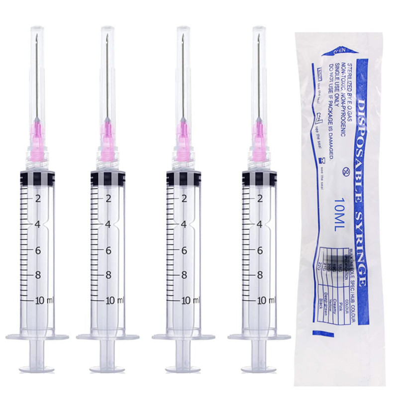 20PCS 10ml/cc Luer Lock Sterile Disposable Syringe With 10PCS of Each -18G/21G 1.5" Needle For Pet
