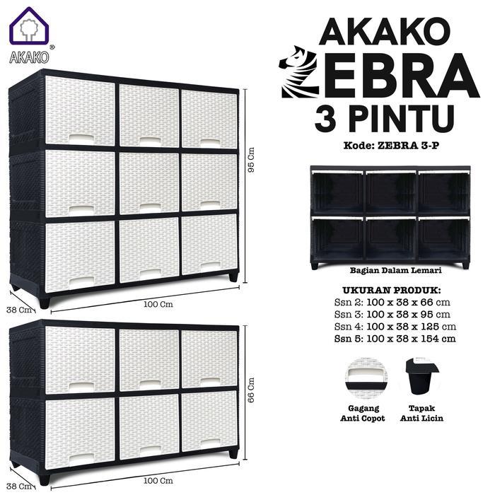 Lemari Akako 3 Pintu Zebra Pintu Sliding Roll Up Pintu 9 Furniture
