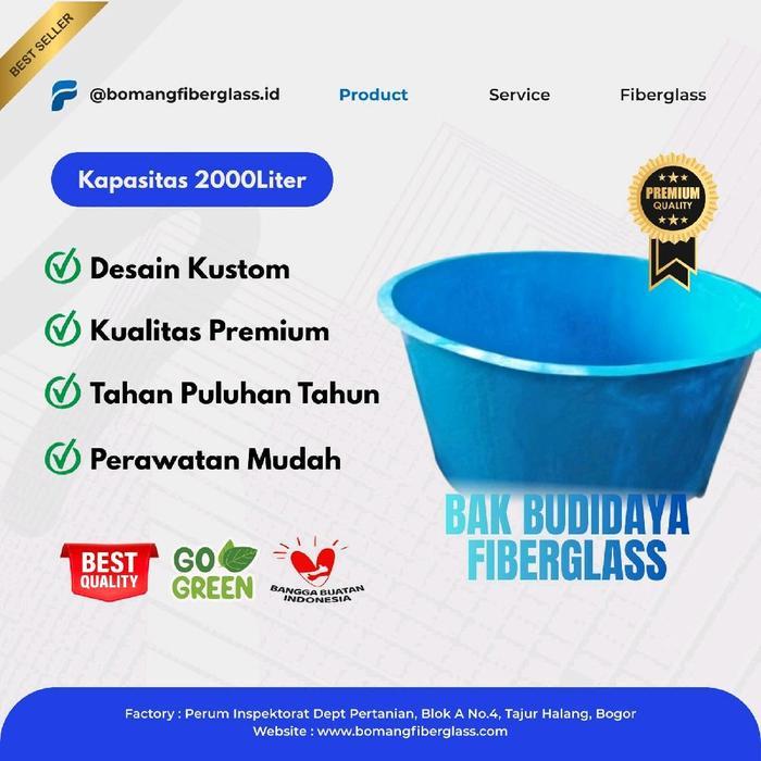 Bak Budidaya Fiberglass 2000 Liter | Kolam Ikan Lele Nila Koi | Anti Bocor & Custom