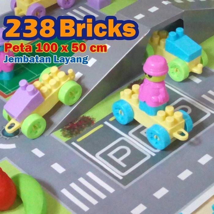 Lego Block Besar + Jalanan Lego (Maps) - 238 Pcs