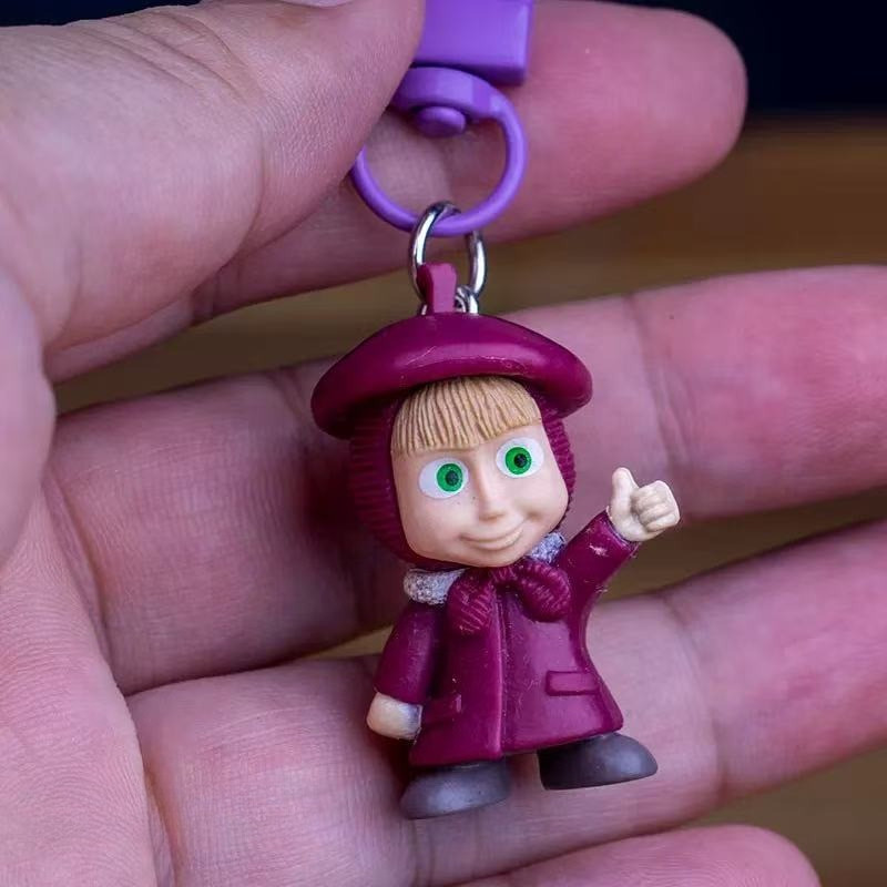 Masha and The Bear keychain backpack decoration anime doll keychain mini doll
