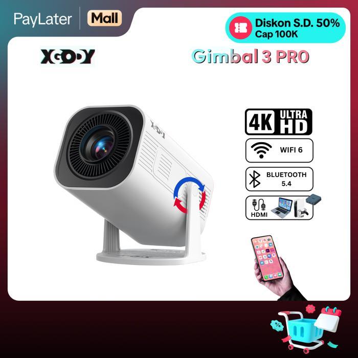Xgody Gimbal 3 Pro Smart Proyektor Lcd Android 11 - 720P - Auto Keystone - Netflix - Youtube - 220