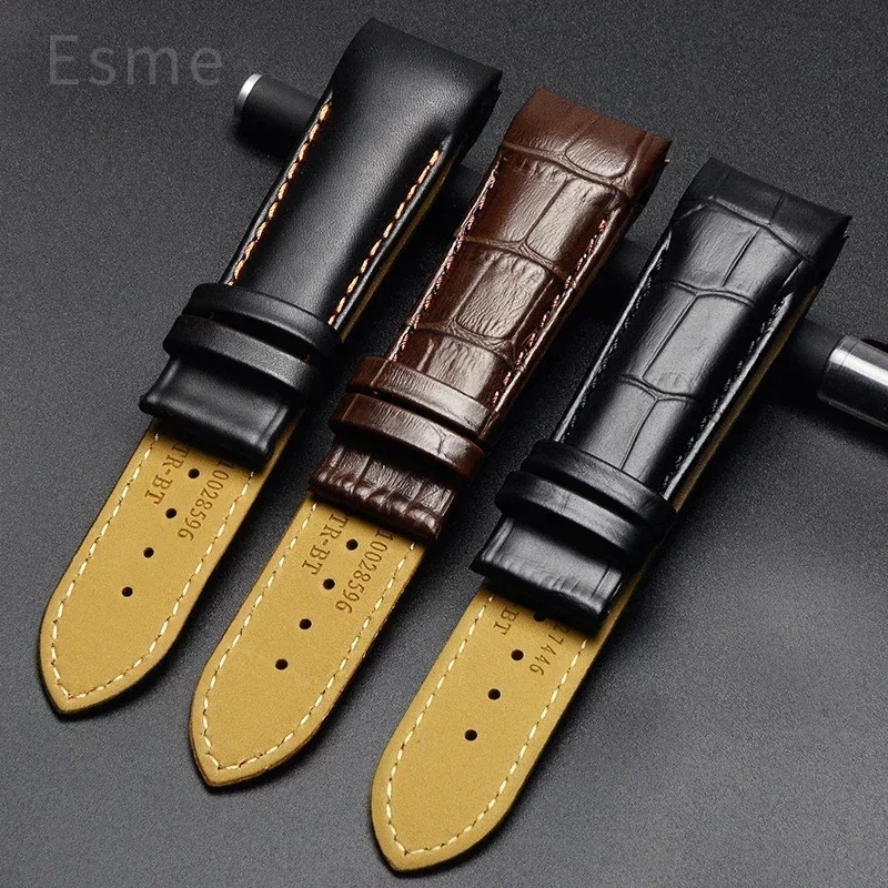 For Tissot 1853 Couturier Arc Interface Watchband Butterfly Clasp Male Cowhide Leather Watch Strap