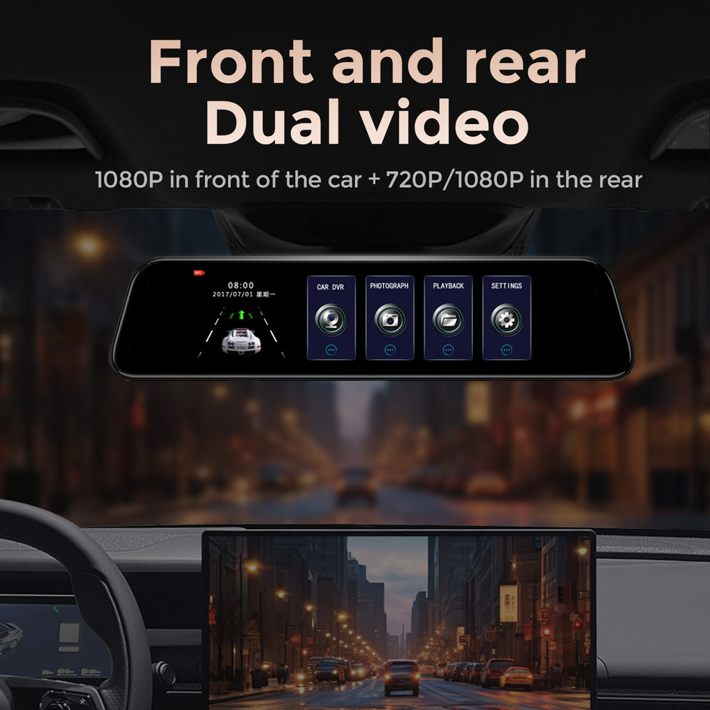 New 10/12 inch Recorder mirror Camera Dash Cam Front and Rear streaming recorder Rear View Mirror