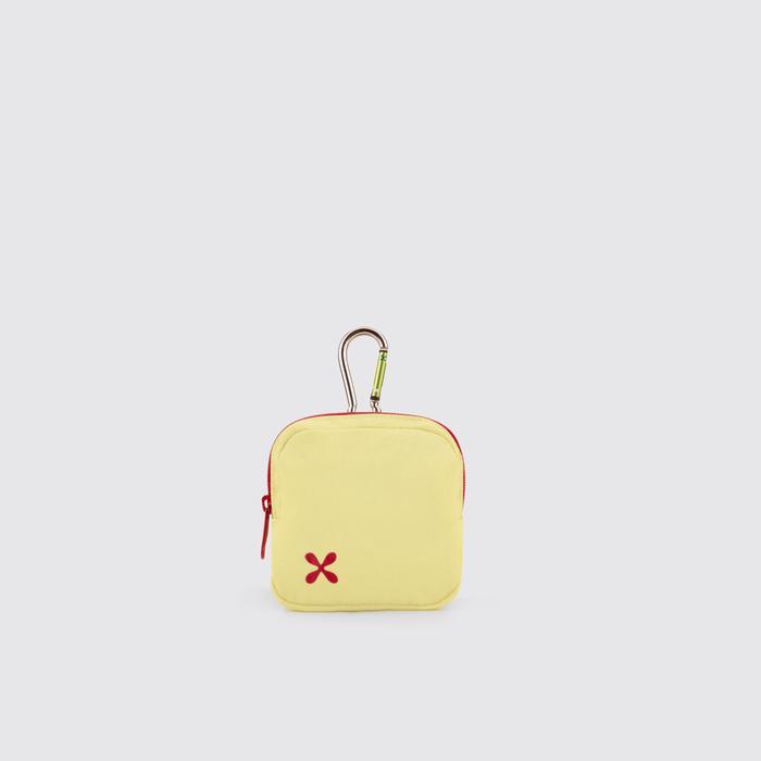 Exsport Square Coin Dompet Koin Bentuk Kotak dengan Carabiner Gantung - Kuning Muda Pouch - Light Ye