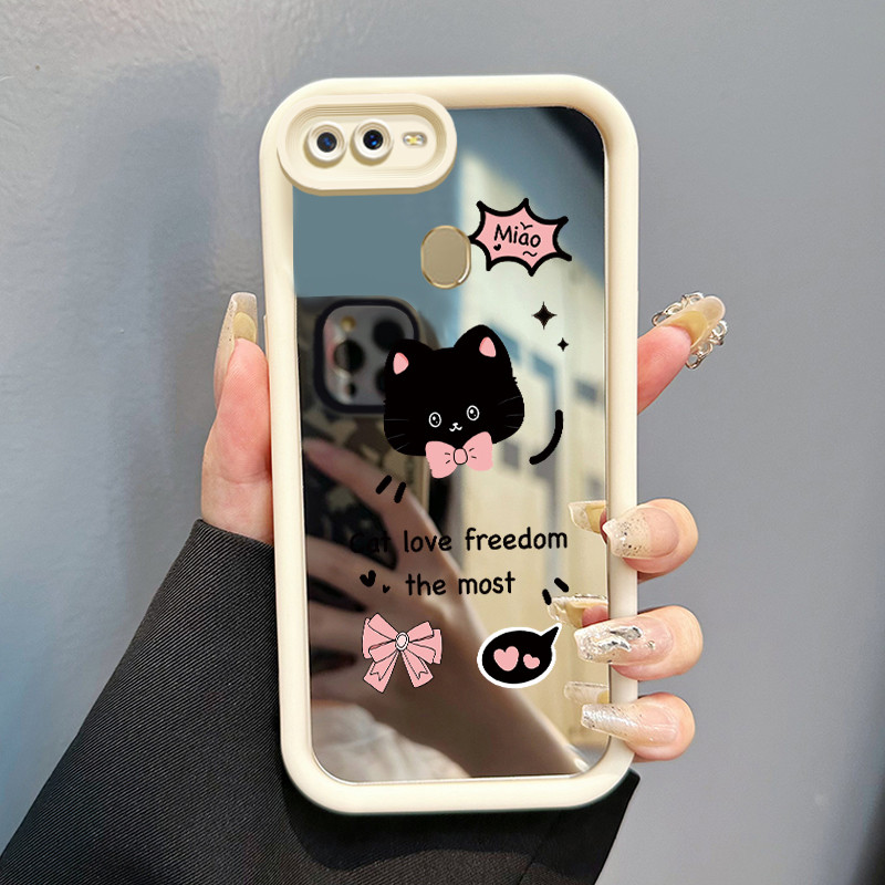 Casing Hp OPPO A7 OPPO A5s OPPO A12 OPPO A12S A11k Case Casing HP Softcase Silikon Kucing Hitam Lucu