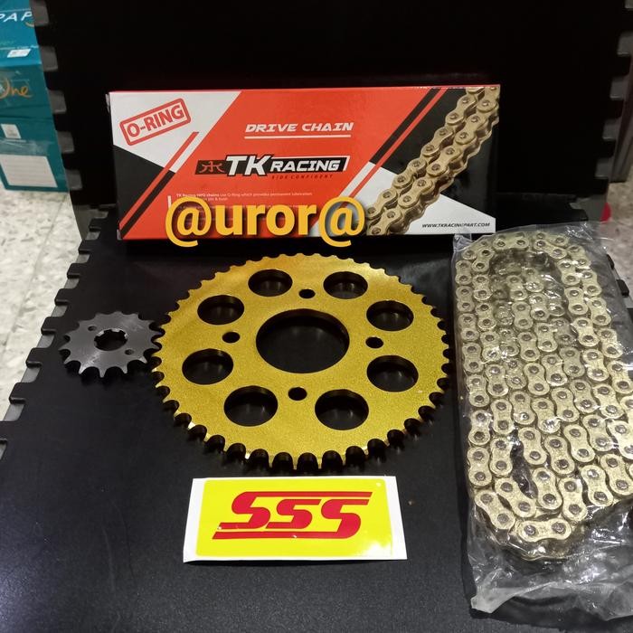 Aurora Gear Set Sss Gold Honda Tiger & Rantai Tk 428 Oring Hpo Gold