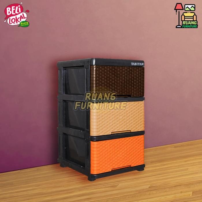 LEMARI PAKAIAN PLASTIK LACI PAKAIAN LACI TABITHA LEMARI PAKAIAN MOTIF ROTAN LACI ROTAN LEMARI ROTAN