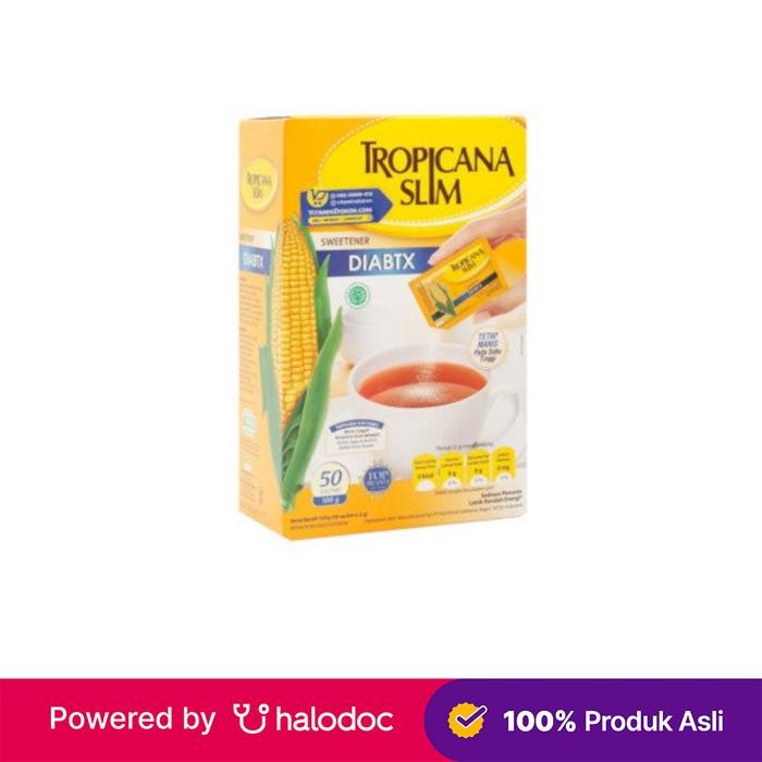 

TERLARIS Tropicana Slim Sweetener Diabtx 50 Sachet - Gula Diabetes - Halodoc READY STOCK