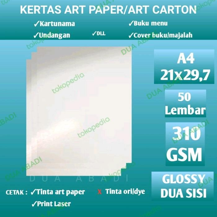 

Pilihan- Kertas Art Carton/Art Paper 310 Gsm Isi 50 Lembar A4