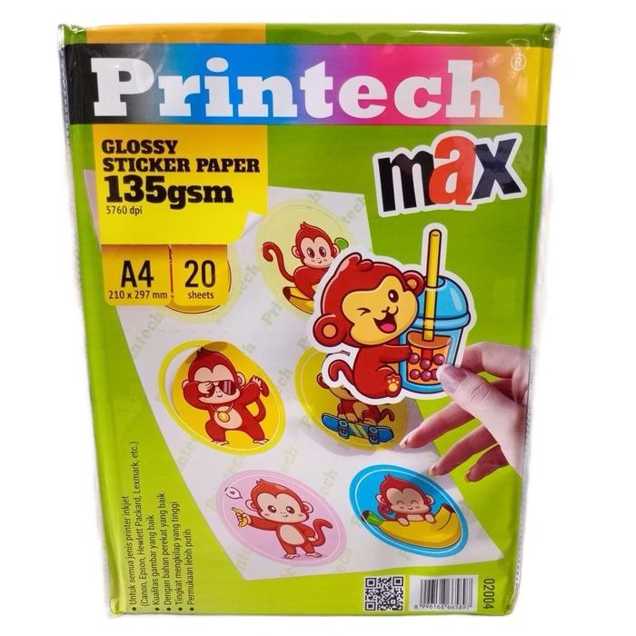 

Pilihan- Glossy Sticker Paper Printech Max A4 135Gsm 20Sheets Kertas Stiker Putih Mengkilap