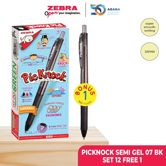 

Zebra Pulpen Oil Based ink 0.7mm - warna hitam isi 12 pcs free 1 pcs