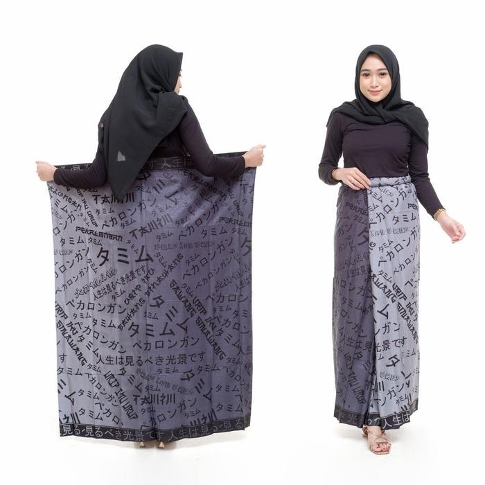 ASLI M WADIMOR SARUNG BHS MOTIF JEPANG WANITA KATUN Batik Kain Muslim Dewasa Hitam Santri Pekalongan