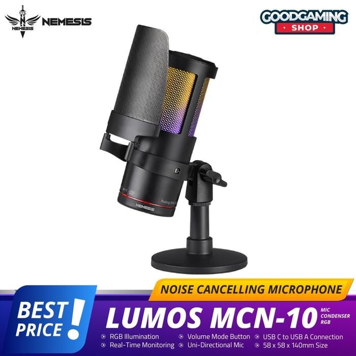 NYK Nemesis Mic Condenser RGB with Noise Cancelling Nemesis LUMOS MCN-10 MCN10 Microphone Mikrofon