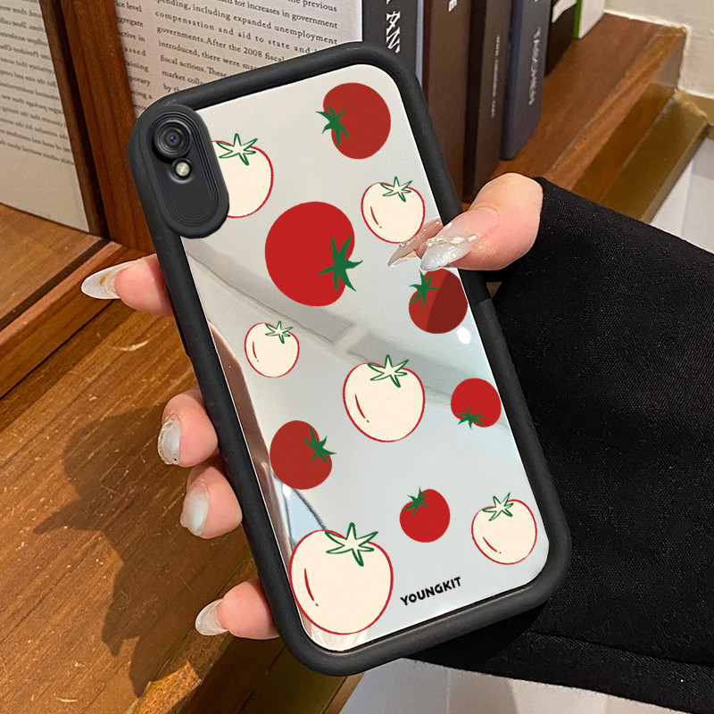 Casing Hp Xiaomi Redmi 9A Redmi 9i Redmi 9T Redmi 9 Power Case Softcase Kesing Stroberi Hitam Cesing