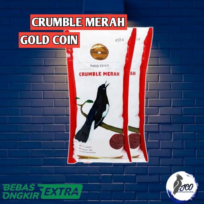 GOLD COIN CRUMBLE MERAH PAKAN BURUNG KACER MURAI VOER PUR PAKAN BURUNG