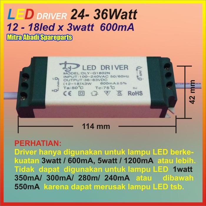 New LED Driver Casing Plastik (12-18)*3W/3 Watt 600 mA DLY-G1802N
