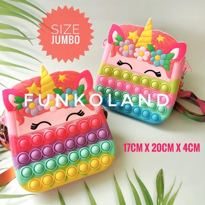 DISKON Tas Pop It Anak JUMBO BESAR Big Unicorn Sling Bag Fidget Toys READY STOCK
