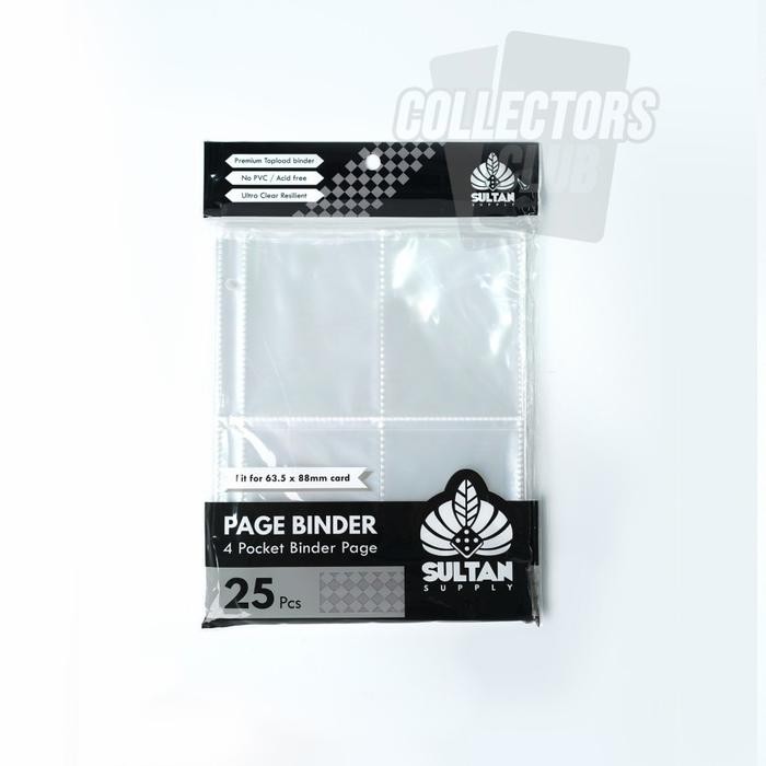 

Sultan 4 Pocket Clear Binder Page - 25Pcs (3 Holes)