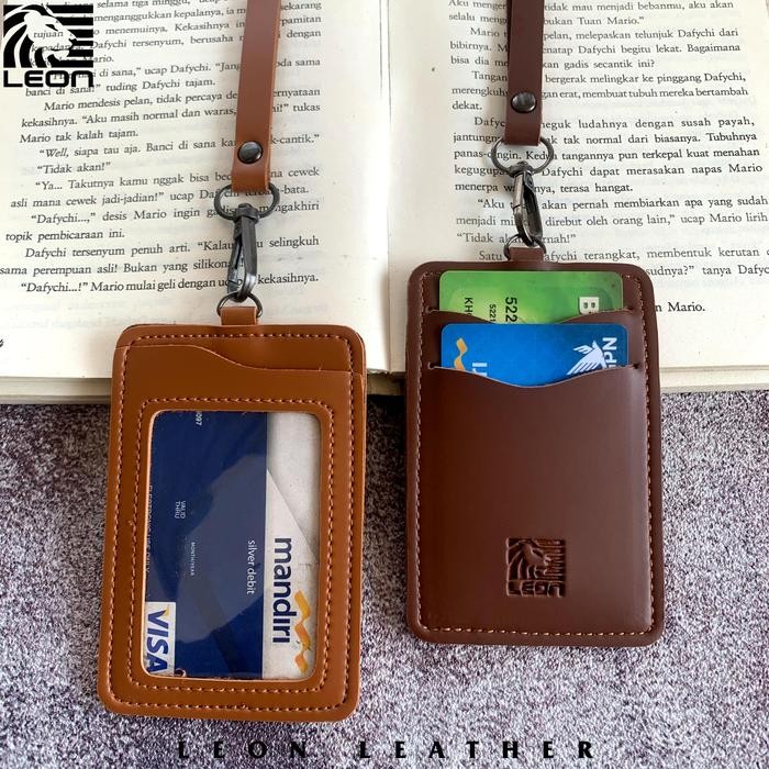 

OJ Name Tag ID Card Kulit Holder NTS038 Name Tag Lanyard Kulit 3 Slot Kartu ID Card Kulit Tali