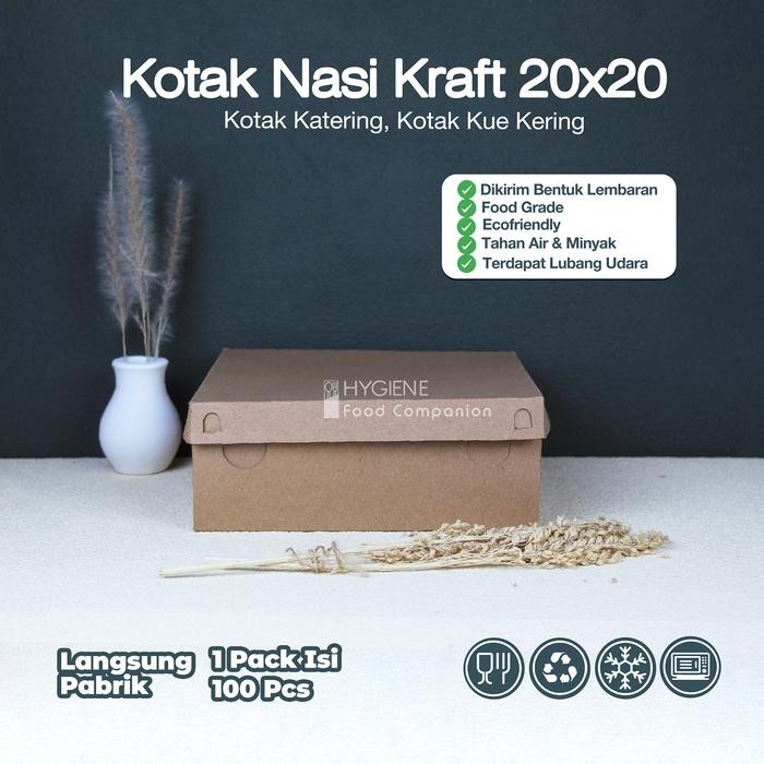 Kotak Nasi Kraft 20X20 Kotak Nasi / Kotak Kue Snack