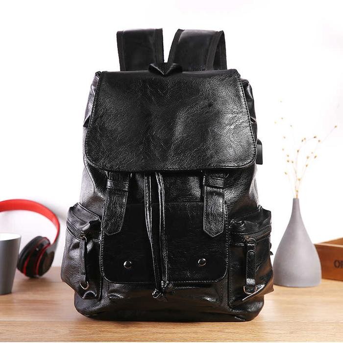 Max-Mor M187 Tas Ransel Kulit Pria Tas Kulit Pria BackPack Kulit Pria PREMIUM Serut Travel ransel