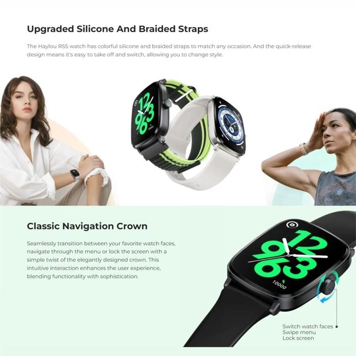 56I0  Haylou Rs5 Ls19 Smartwatch 2.01" Amoled Aod Bt Call Spo2 Ip68 Metallic