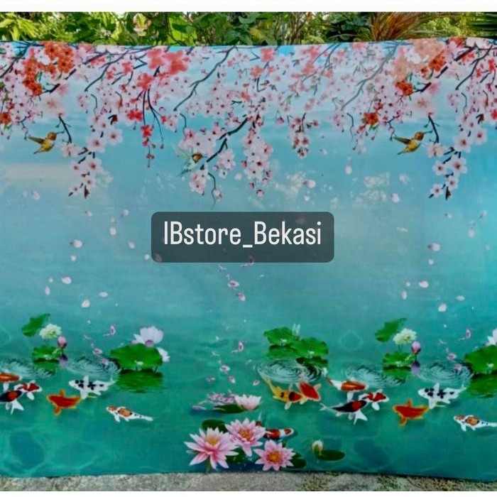 Fiber Pagar Penutup Pagar Motif Ikan KOI Tebal 0.6 x 1 Meter