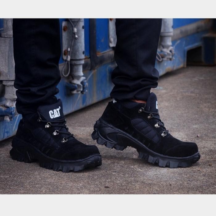 Sepatu Safety Ujung Besi Caterpillar Buldozer // Sepatu Pria Tactical Sol Karet Non Slip Besi Kerja