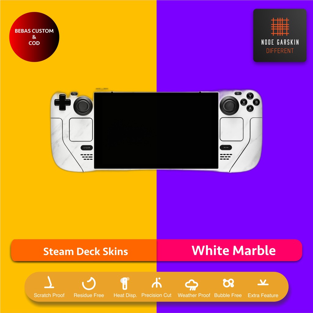 Garskin Skin Steam Deck White Marble Fullbody / Backonly | Anti Lecet | Case | Vinyl