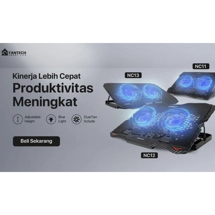 Fantech NC12 Cooling Pad Dual Fan Notebook Laptop NC 12