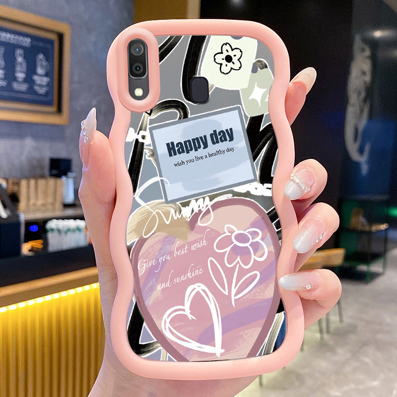 Casing Untuk Samsung A20 A30 M10s Case Casing Cinta hijau merah muda Pola HP Cesing Macaron Kasing M