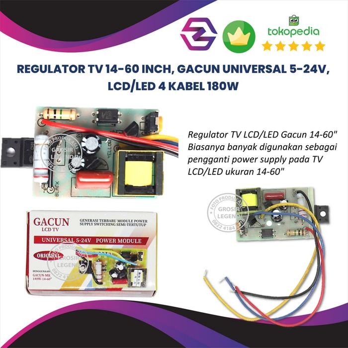 3j4e- Regulator Tv 14-60 Inch Gacun Universal 5-24V Lcd/Led 4 Kabel 180W