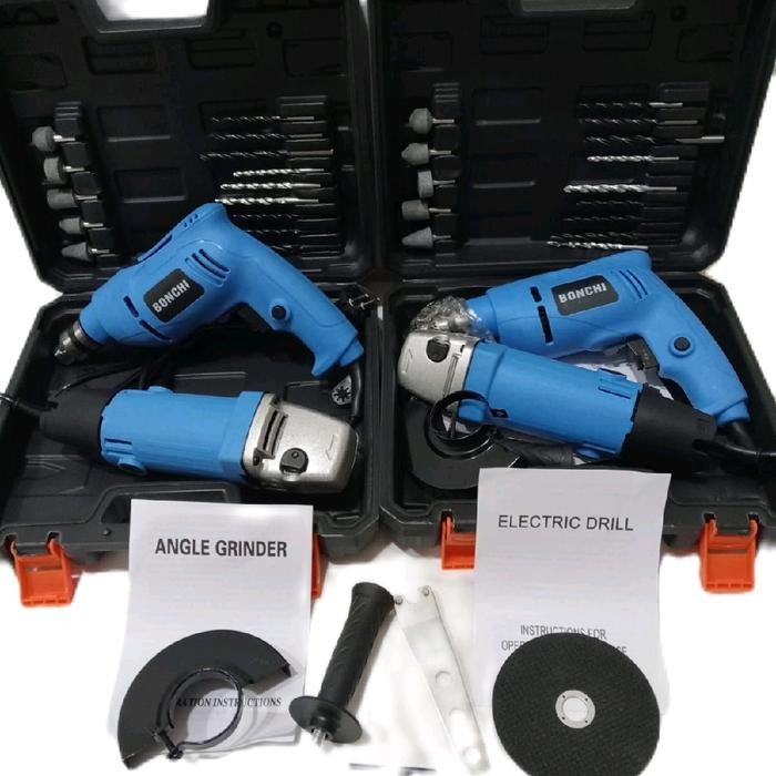 Paket Mesin Bor Dan Gerinda Box Lengkap/Mesin Bor Listrik +Gerinda Dapat Box Lengkap